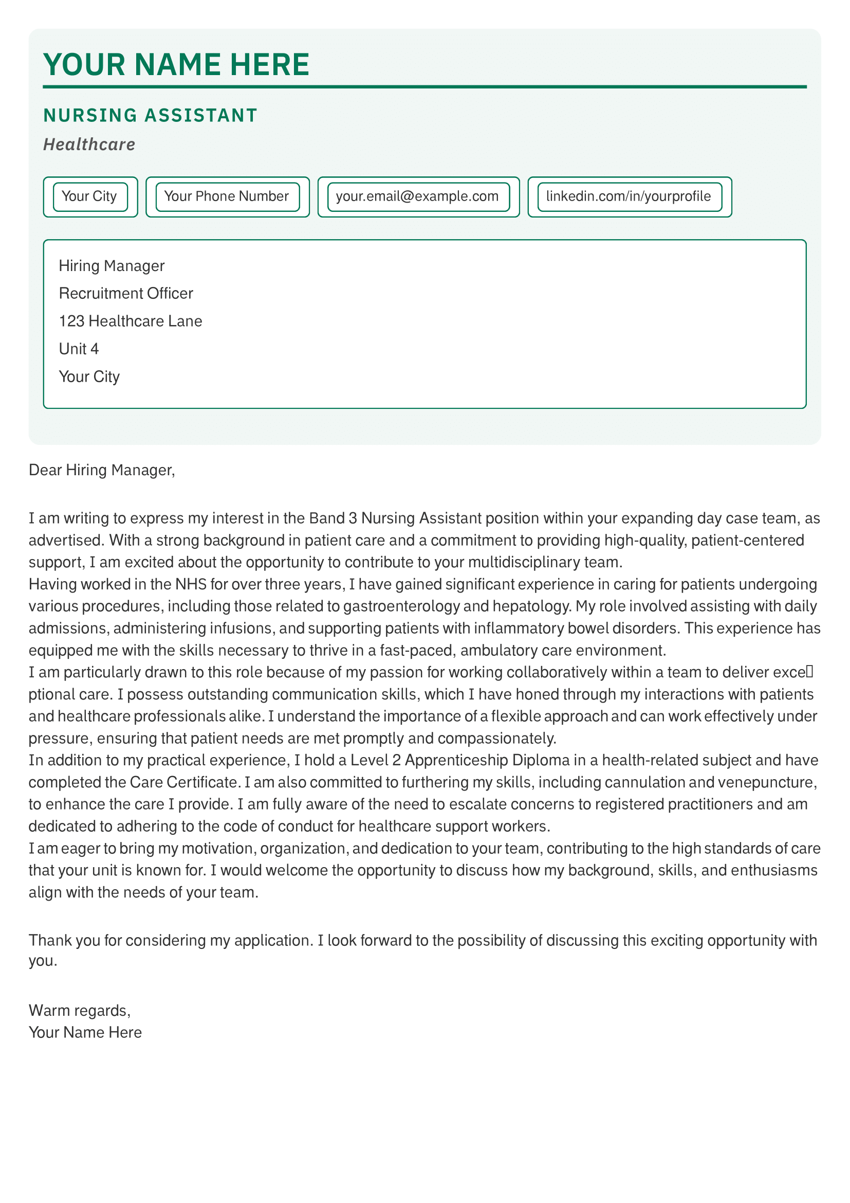 Modern Cover Letter Template